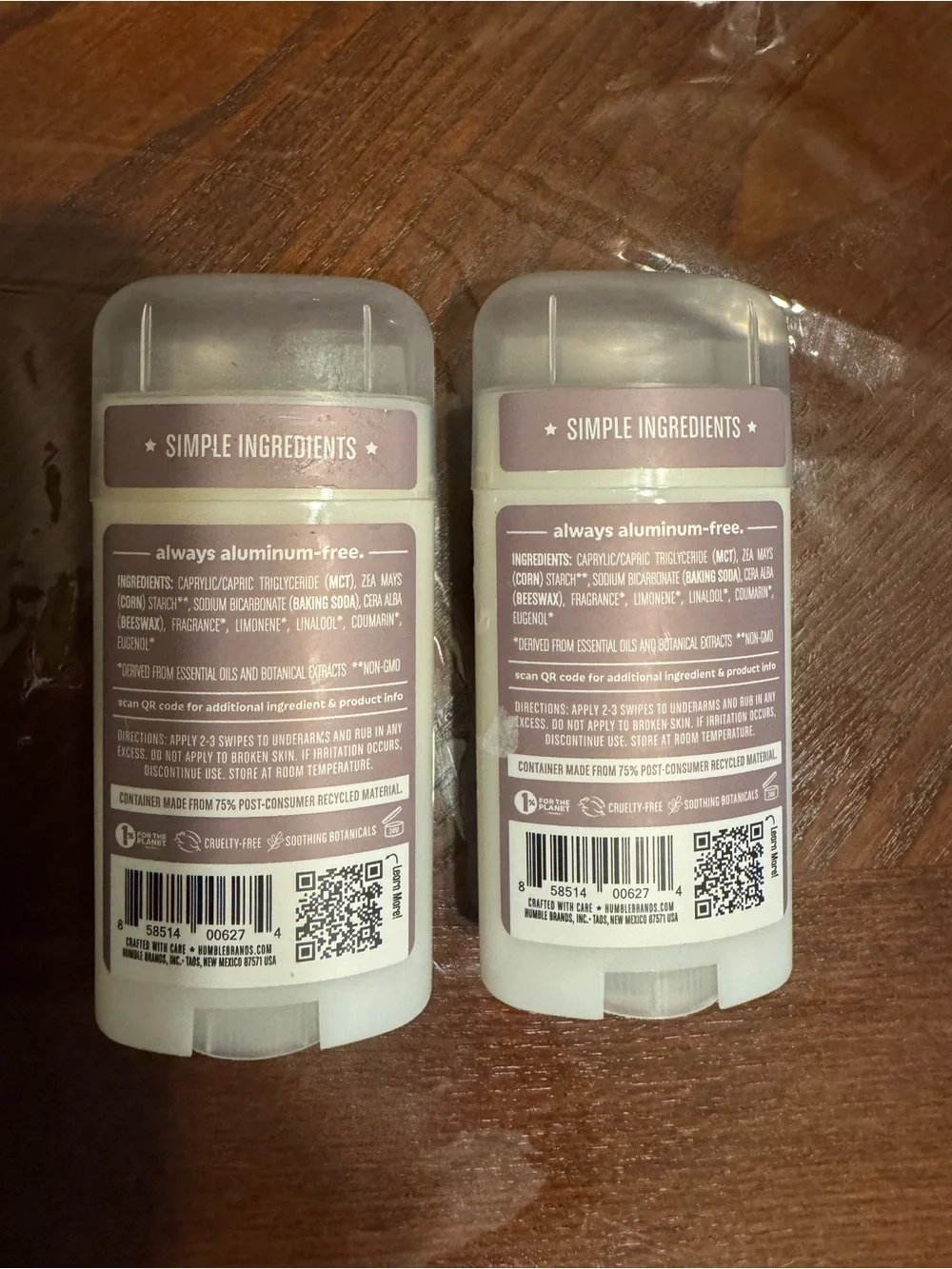 (2) Humble Patchouli & Copal Aluminum-Free Deodorant - Soft Mauve